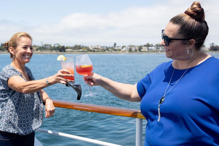 friends toasting on a cruise