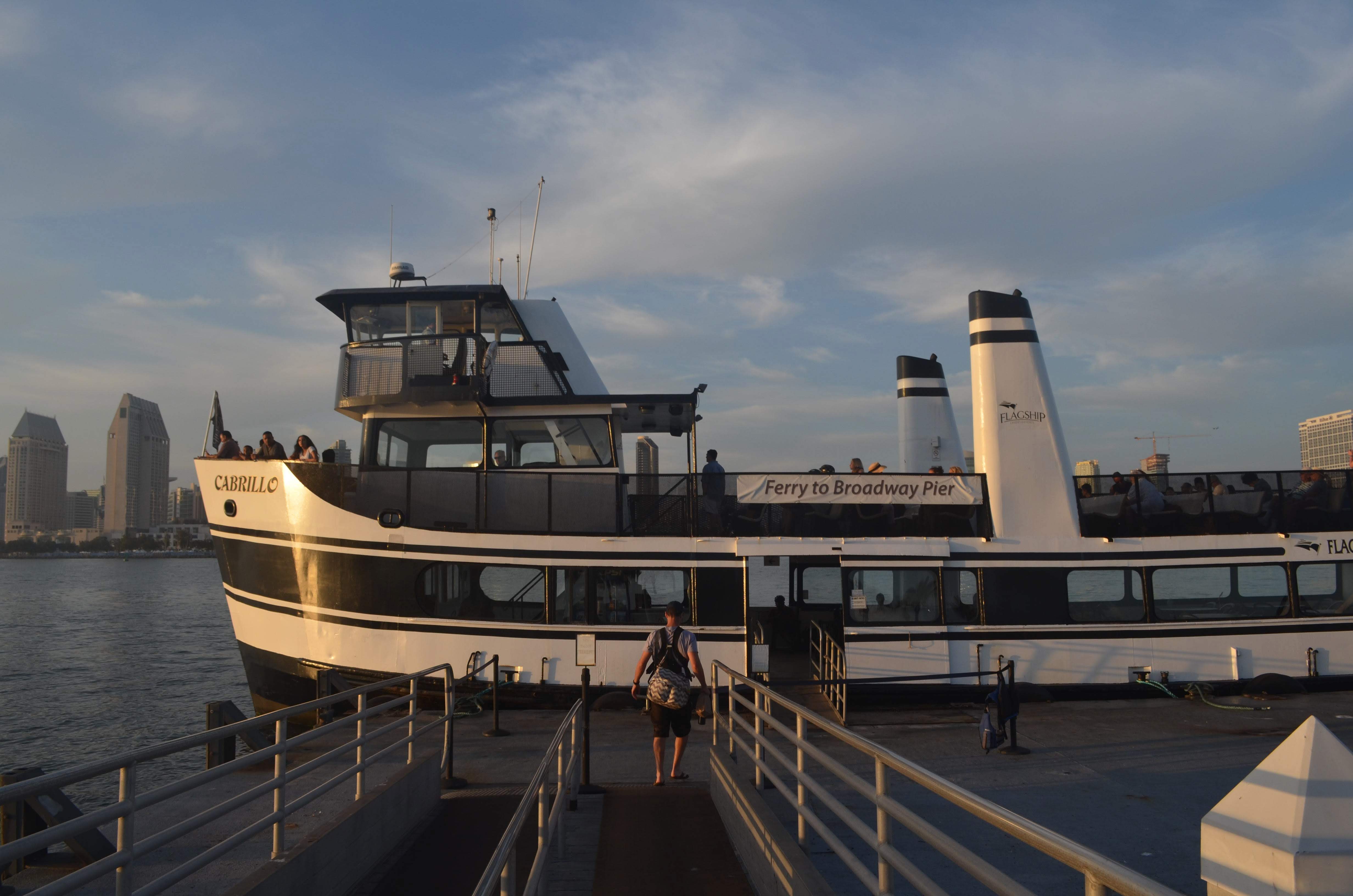 San Diego/Coronado Ferry at the Coronado landing at sunset .