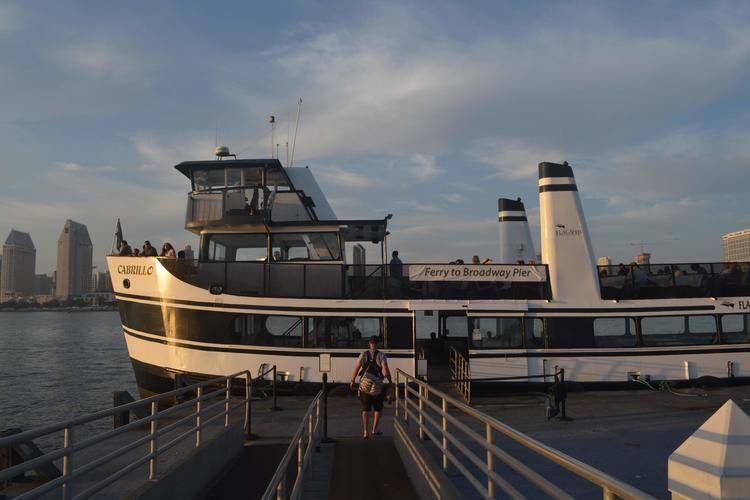 San Diego/Coronado Ferry at the Coronado landing at sunset .