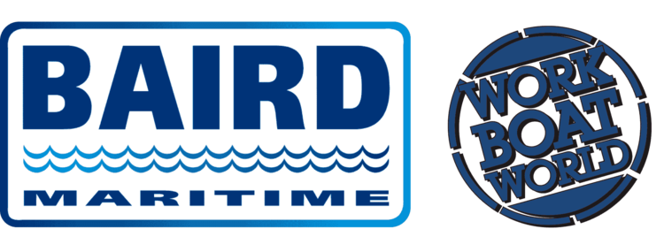 Baird Maritime and Work Boat World logos in blue and white.